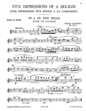 Goossens, Sir Eugene - Five Impressions of a Holiday, for Piano Trio (Violin, Cello, and Piano) Published by Lauren Publications