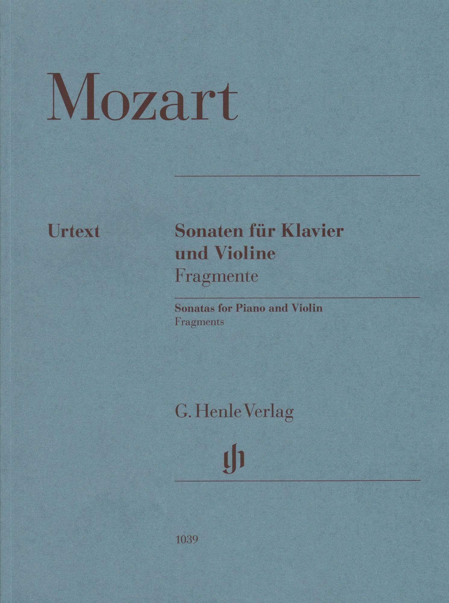 Mozart, W.A. - Sonatas (Fragments) - for Violin and Piano - Edited by Seiffert - Additions by Robert D. Levin - G Henle URTEXT