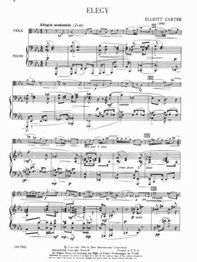 Carter, Elliot - Elegy (1943) for Viola and Piano - Peer Music Publication