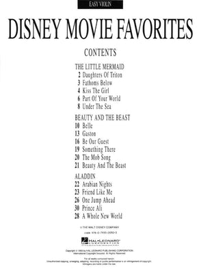 Disney Movie Favorites - Violin solo - Hal Leonard Publication