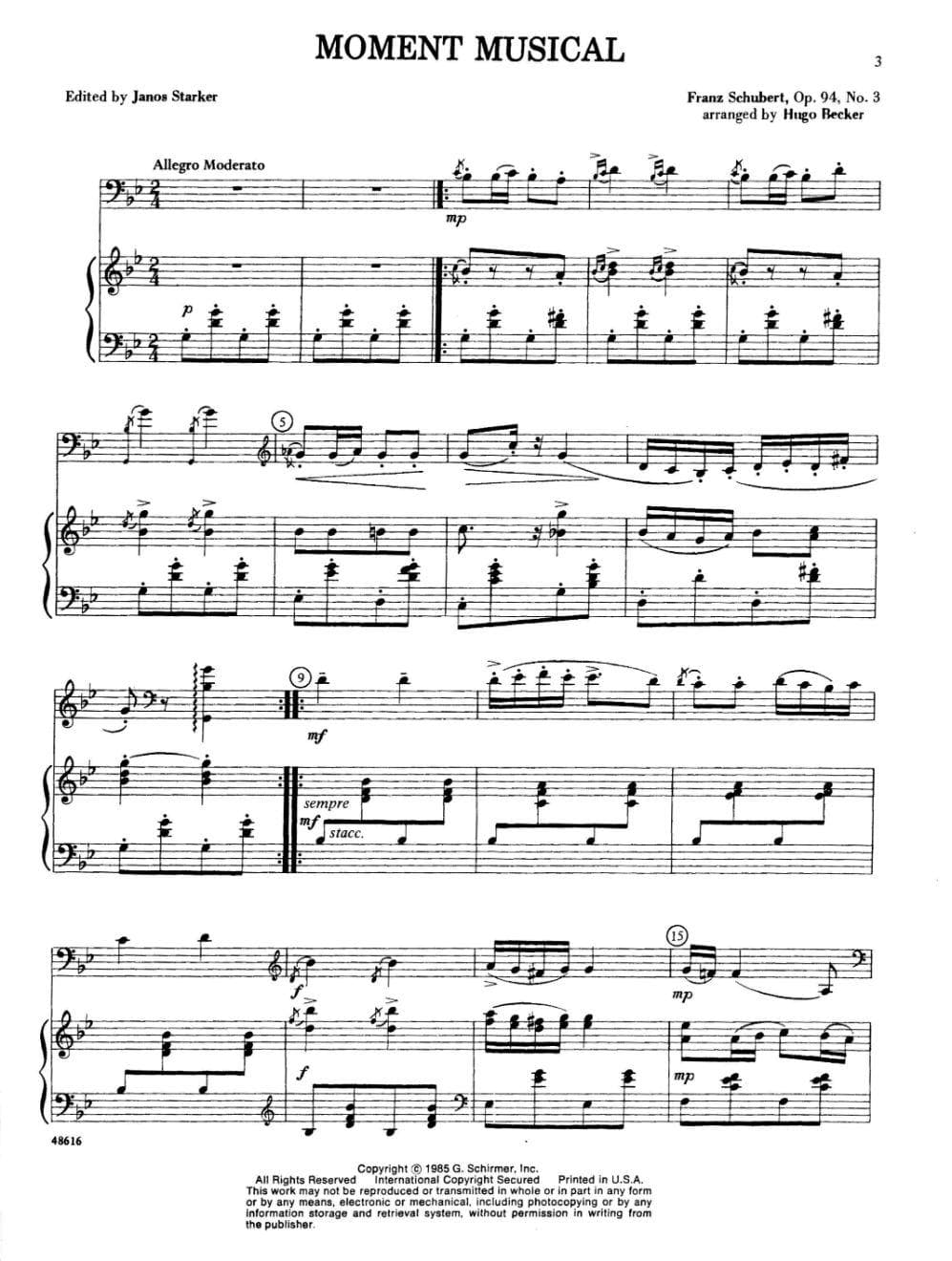 Starker - Encores For Cello Published by G Schirmer