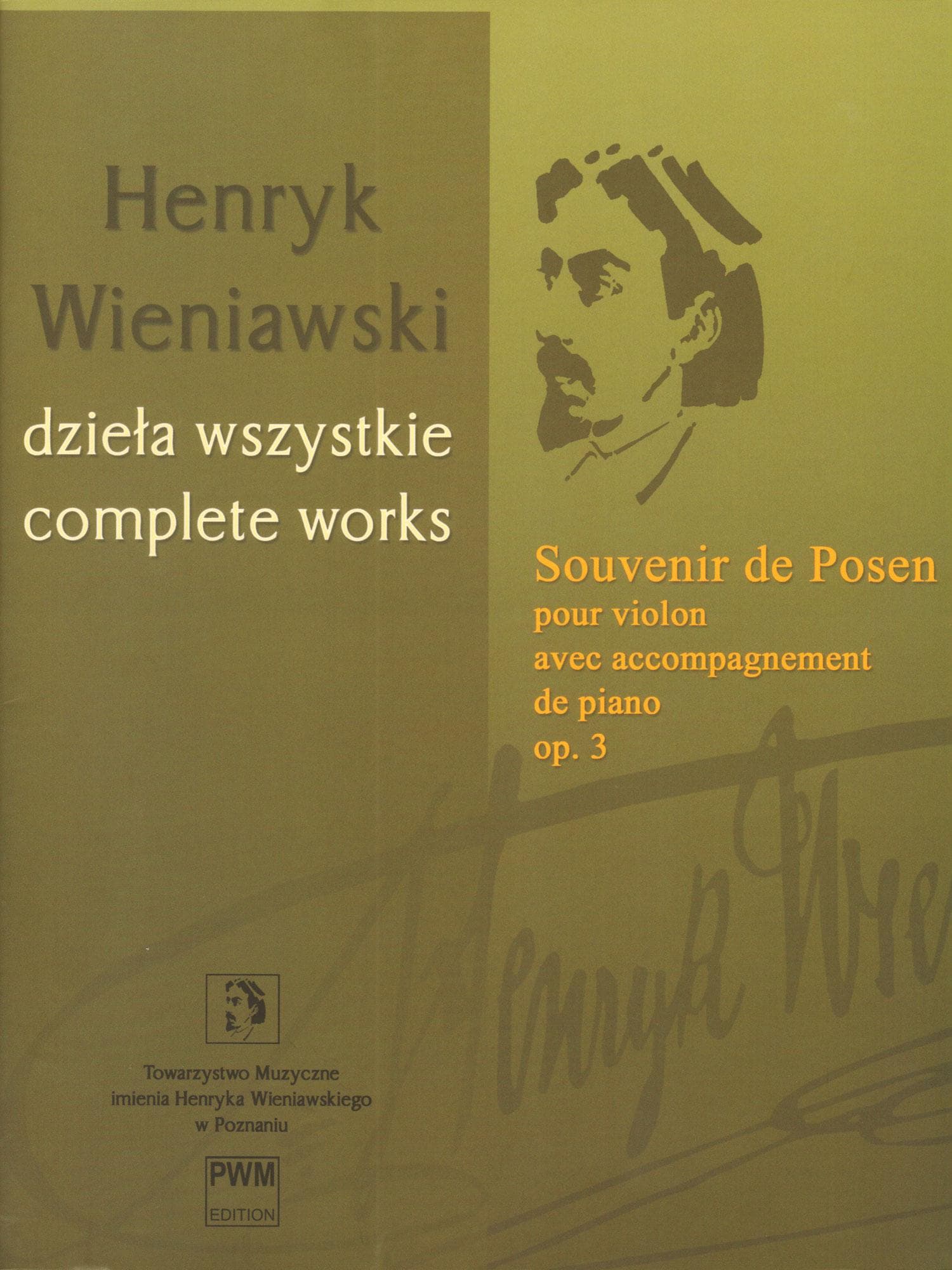 Wieniawski, Henryk - Souvenir de Posen, Opus 3 - for Violin and Piano - PWM Edition