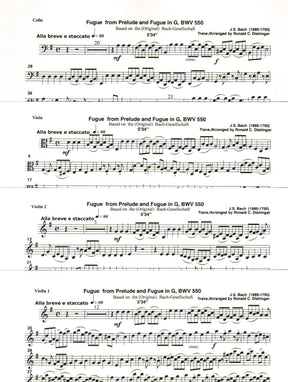 Bach, J.S. - Fugue from Prelude and Fugue in G (BWV 550) - for String Quartet - arranged by Dishinger - Medici Music Press