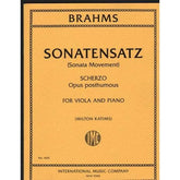 Brahms, Johannes - Sonatensatz: Scherzo in c minor Op Posth for Viola and Piano - Arranged by Katims - International Edition