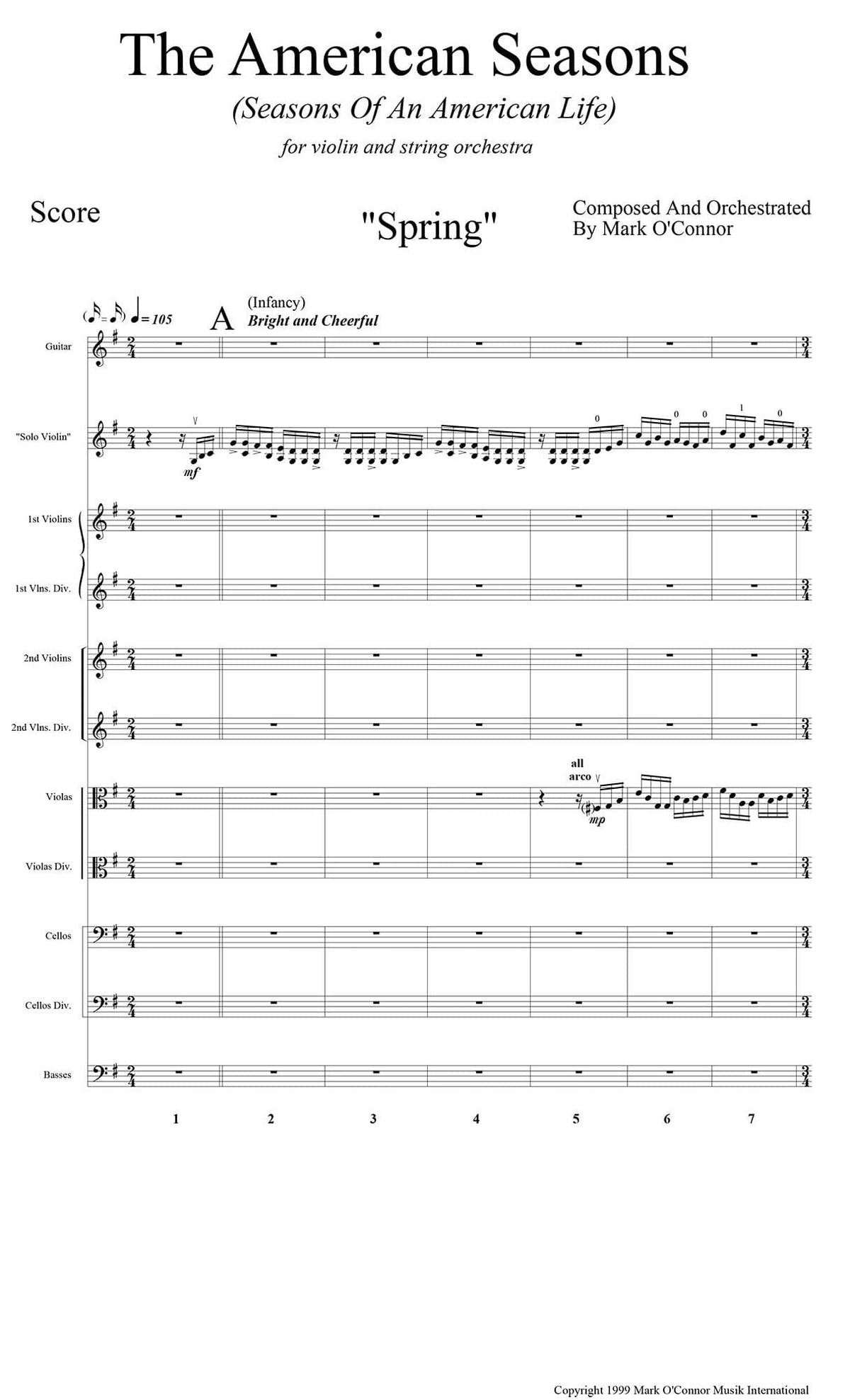 O'Connor, Mark - American Seasons for Violin and String Orchestra - Score - Digital Download