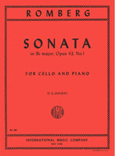 Romberg, Bernhard - Cello Sonata in B-Flat Major, Op 43 No 1 - for Cello and Piano - edited by F G Jansen - International Music Company