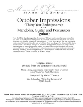 O'Connor, Mark - October Impressions for Mandolin, Guitar, and Percussion - Guitar - Digital Download