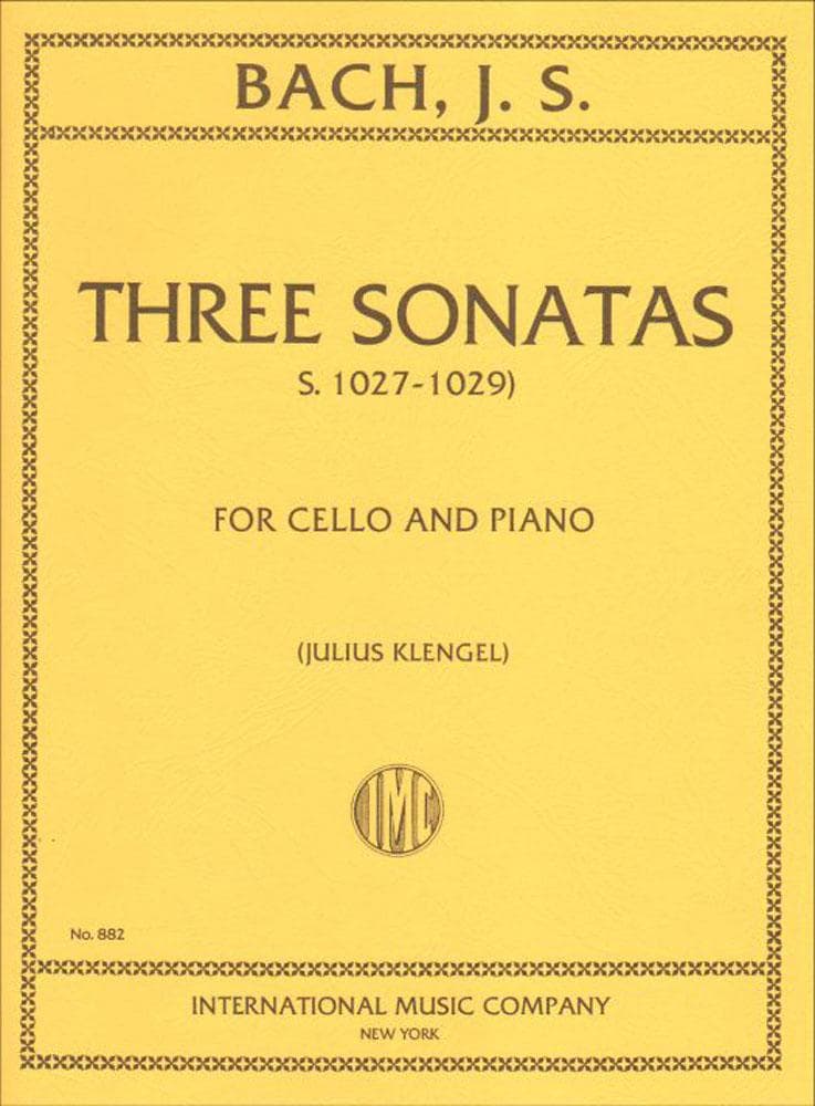 Bach, JS - 3 Sonatas BWV 1027 1029 for Cello and Piano - Arranged by Klengel - International Edition