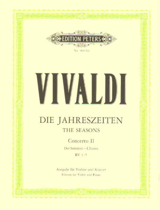 Vivaldi, Antonio - The Four Seasons: Concerto No 2 in G Minor, RV 315 "Summer" - Violin and Piano - edited by Kolneder - Peters