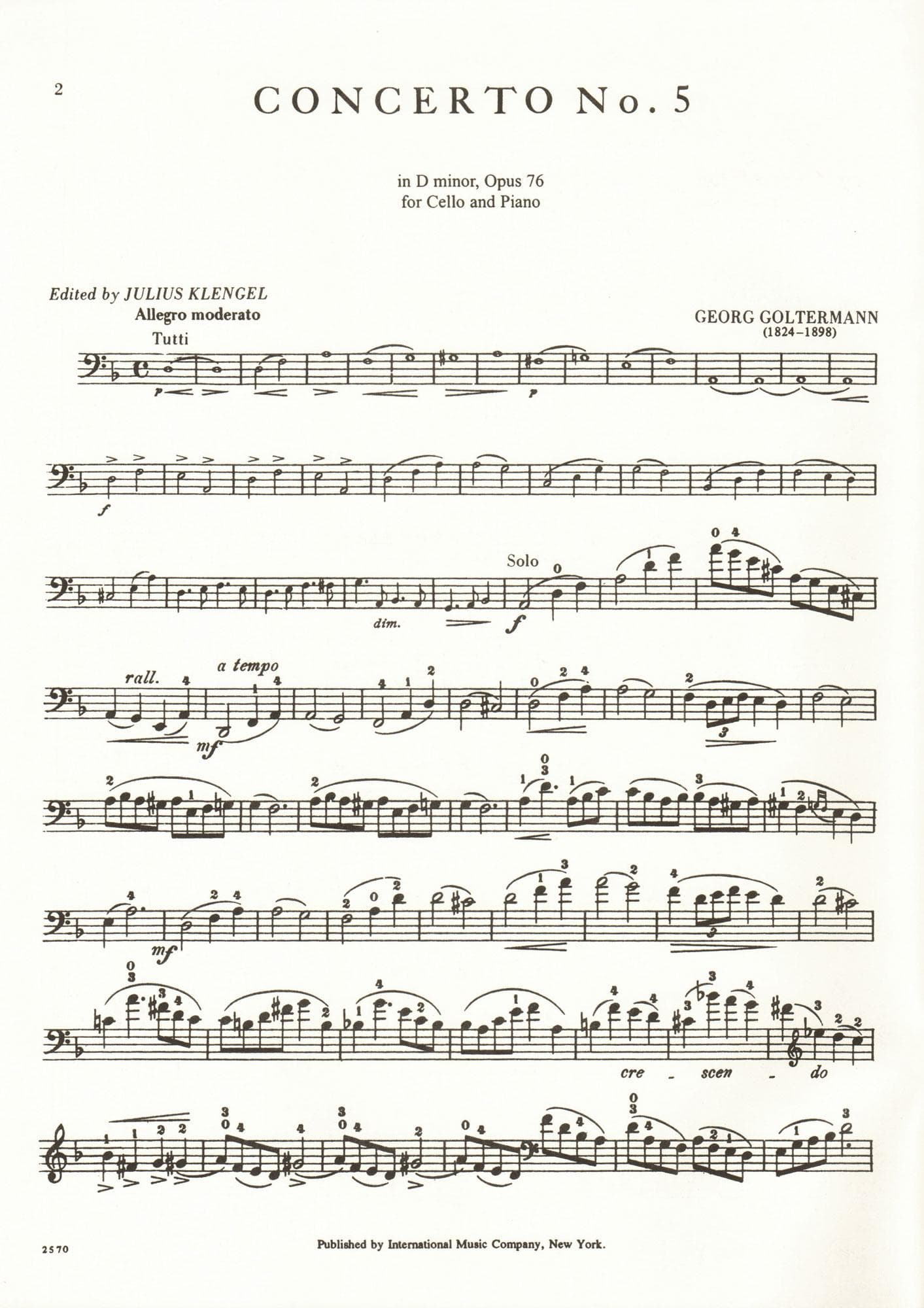 Goltermann Cello Concerto No. 5 Sheet Music