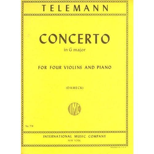 Telemann, Georg Philipp - Concerto In G Major, TWV 40:201 For Four Violins and Piano Published by International Music Company