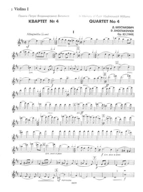 Shostakovich, Dmitri - Quartet No 4 in D, Op 83 Parts Published by DSCH