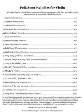 Yasuda, Martha - Folk Song Melodies For Violin: Advanced Double Stop Accompaniments and Simplified Trios - Digital Download