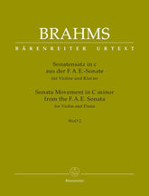 Brahms, Johannes - Sonata Movement from the FAE Sonata in C minor, WoO 2 - for Violin and Piano - edited by Clive Brown and Neal Peres Da Costa - Barenreiter URTEXT