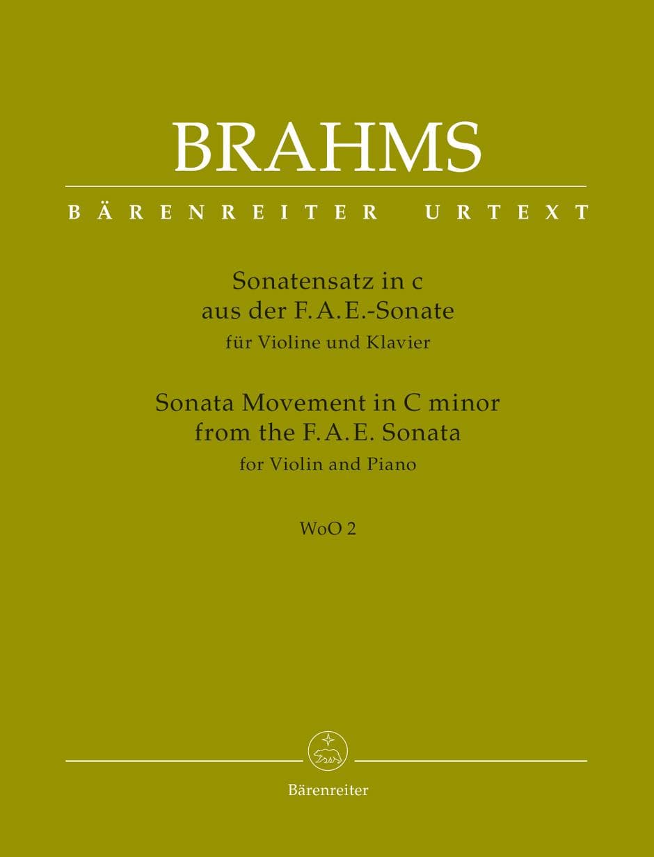 Brahms, Johannes - Sonata Movement from the FAE Sonata in C minor, WoO 2 - for Violin and Piano - edited by Clive Brown and Neal Peres Da Costa - Barenreiter URTEXT