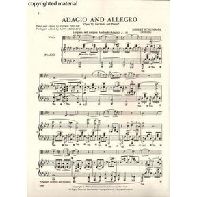 Schumann, Robert - Adagio and Allegro, Op 70 For Viola and Piano Published by International Music Company