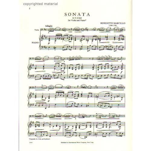 Marcello, Benedetto - Sonata in e minor - Viola and Piano - edited by Gaston Marchet - International Music Co