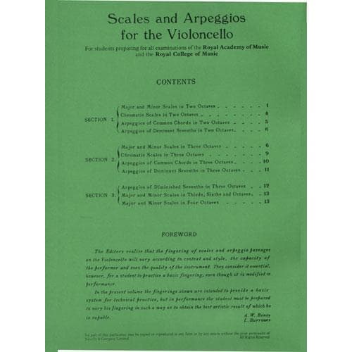 Scales And Arpeggoios For Cello by Benoy and Burrowes - Paxton Music Limited Publication