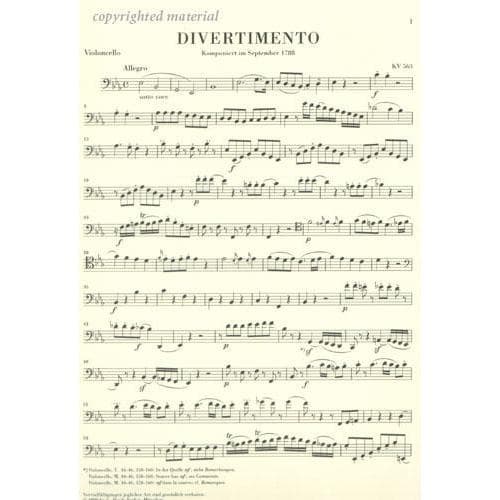 Mozart, WA - Divertimento in E-flat Major, K 563 - Violin, Viola, and Cello - edited by Wolf-Dieter Seiffert - G Henle Verlag URTEXT