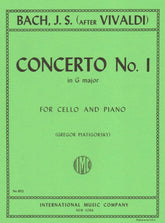 Bach, JS - Concerto No 1 in G Major BWV 592 for Cello and Piano - Arranged by Piatigorsky - International Edition