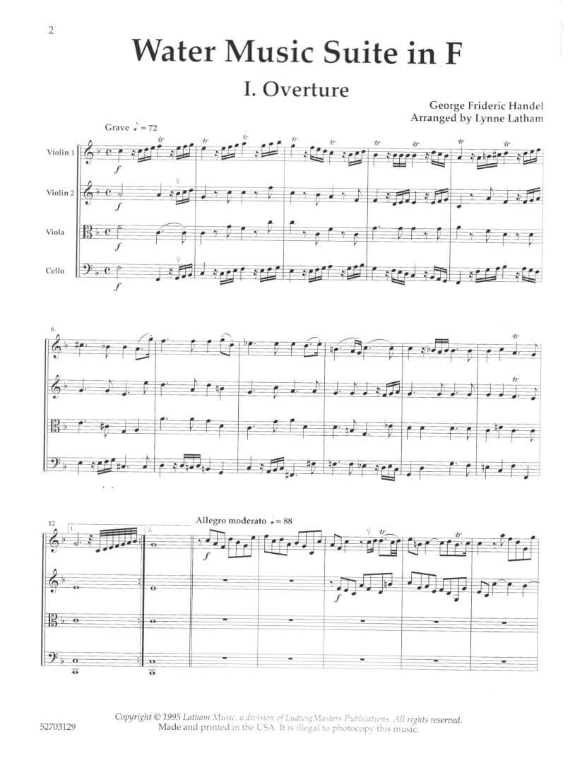 Handel, George Frideric - Water Music (Complete), HWV 348 , 349 , 350 - String Quartet - arranged by Lynne Latham - Latham Music Enterprises