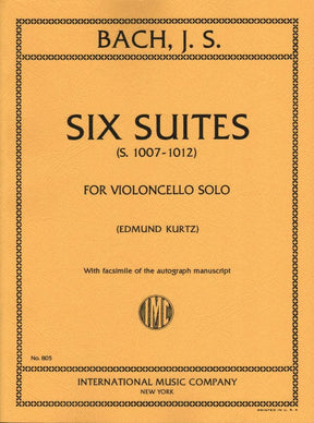 Bach, JS - 6 Suites BWV 1007 1012 for Cello - Arranged by Kurtz - International Edition