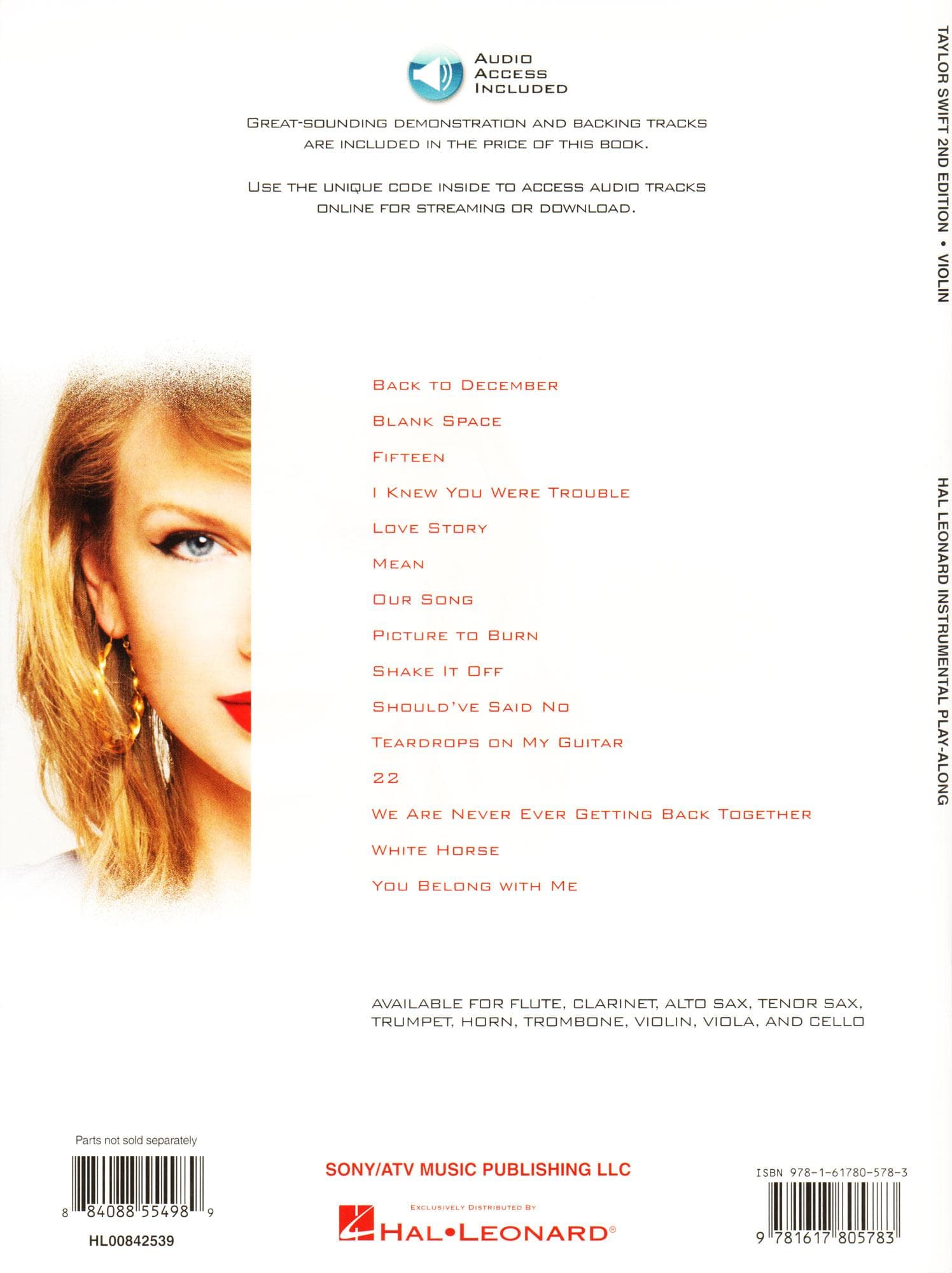 Taylor Swift Instrumental Play-Along - 2nd Edition - for Violin with Audio Accompaniment - Hal Leonard