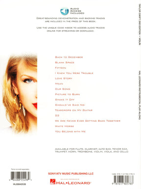 Taylor Swift Instrumental Play-Along - 2nd Edition - for Violin with Audio Accompaniment - Hal Leonard