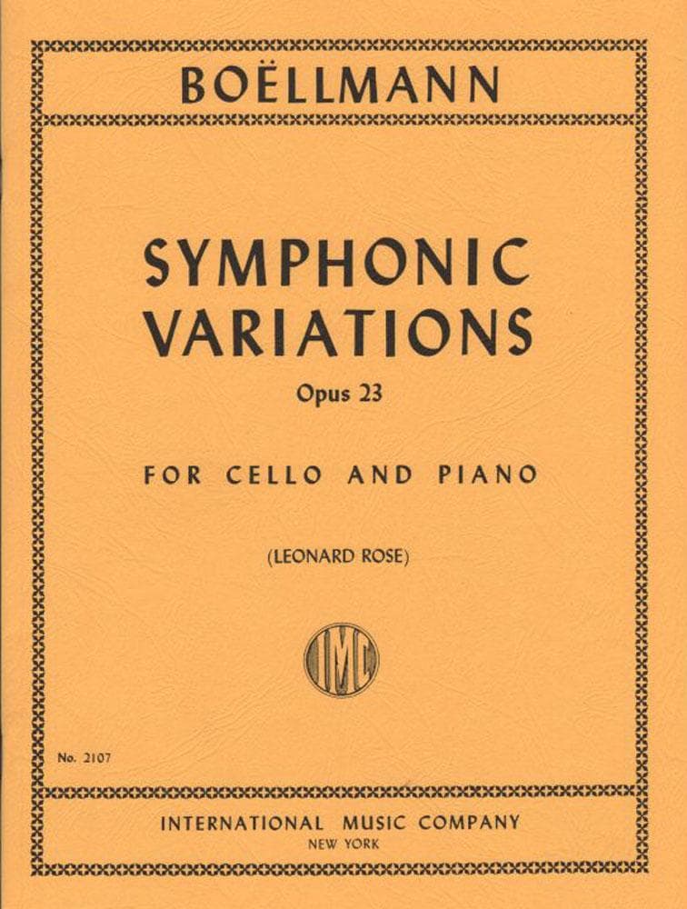 Boellmann, L - Symphonic Variations Op 23 for Cello and Piano - International Edition