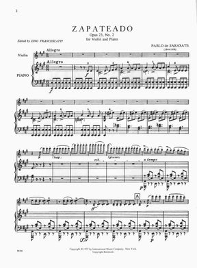 Sarasate, Pablo - Zapateado Op 23 No 2 - for Violin and Piano - edited by Francescatti - International Music Company