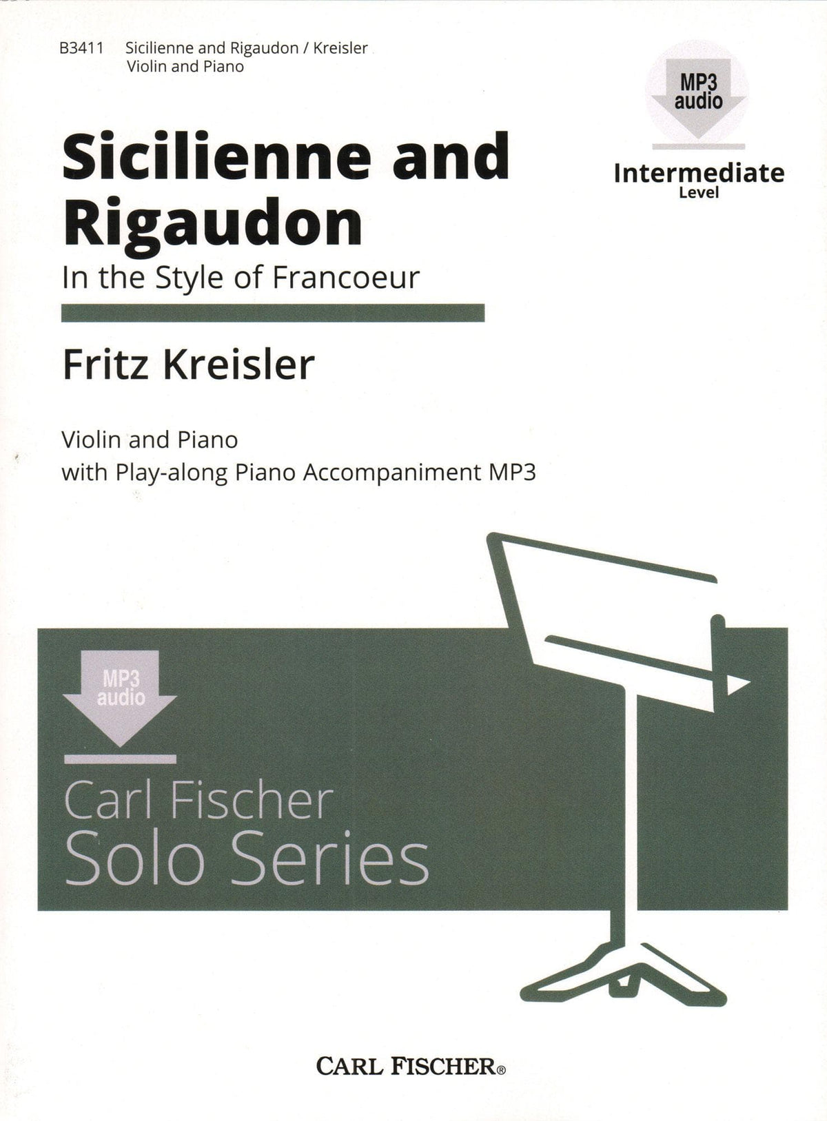 Kreisler, Fritz - Sicilienne and Rigaudon - for Violin and Piano - with Online Audio Access - Carl Fischer Edition