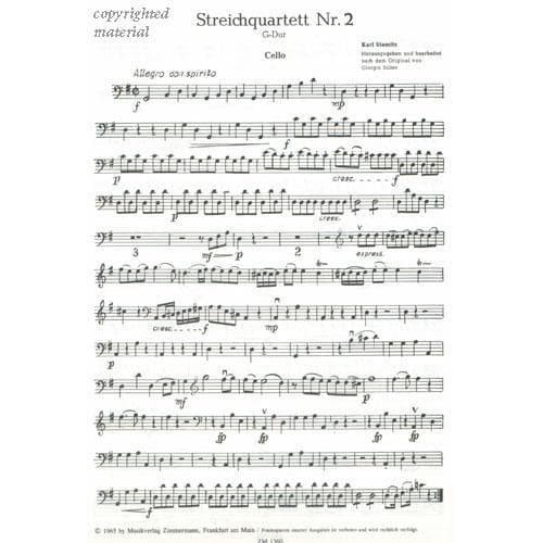 Stamitz - Quartet No 2 In G Major Published by Zimmermann - Frankfurt