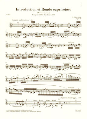 Saint-Saens, Camille - Introduction et Rondo capriccioso - for Violin and Piano - Edited by Peter Jost - G Henle Verlag URTEXT