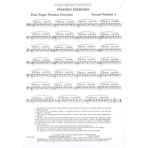 Starker - An Organized Method of String Playing Left Hand Cello Exersizes Published by Peer Music