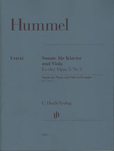 Hummel, Johann Nepomuk - Sonata for Piano and Viola in E-flat Major, Op 5,  No 3 - edited by Ernst Herttrich - G Henle Verlag