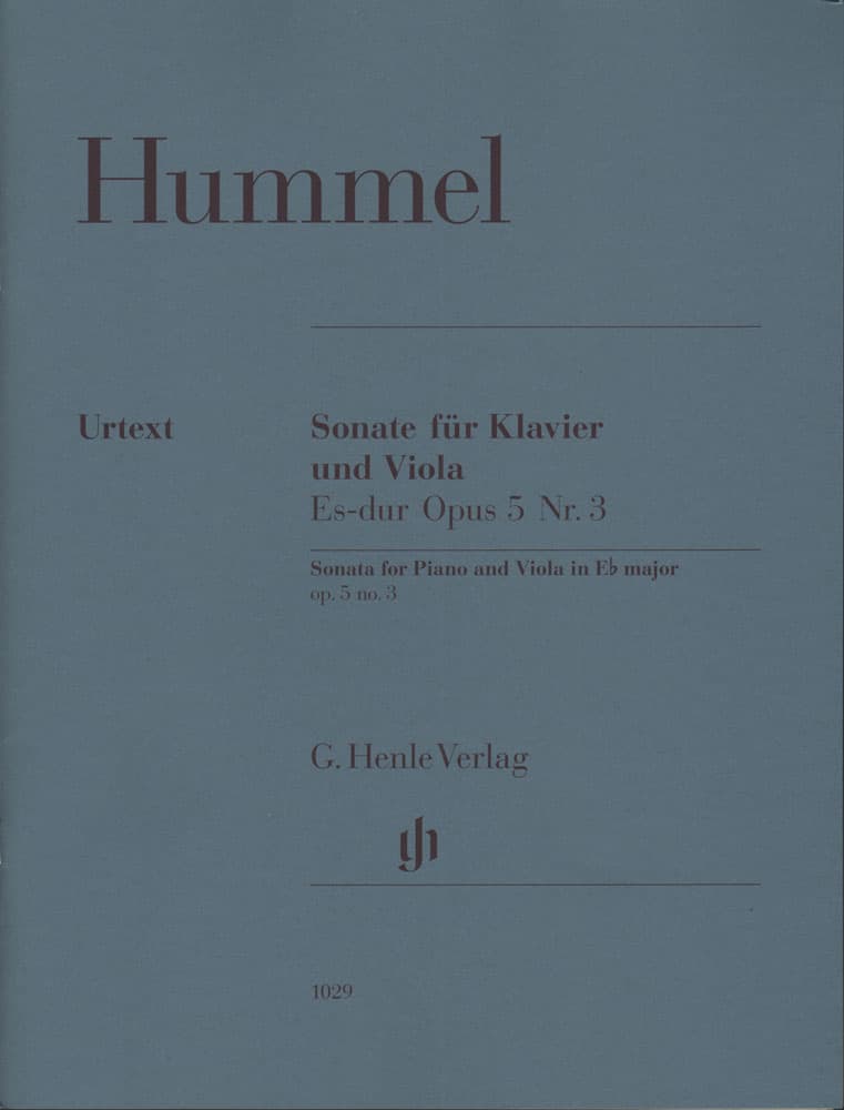 Hummel, Johann Nepomuk - Sonata for Piano and Viola in E-flat Major, Op 5,  No 3 - edited by Ernst Herttrich - G Henle Verlag