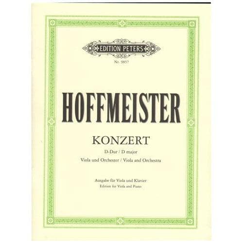 Hoffmeister, Franz Anton - Concerto in D Major - Viola and Piano - edited by Clemens Richter and Gerhard Rolf Bauer - Edition Peters