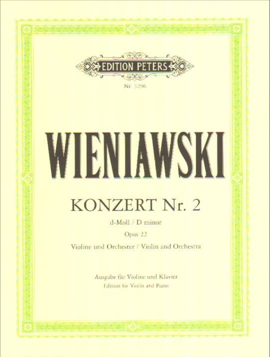 Wieniawski, Henryk - Violin Concerto No 2 in D Minor, Op 22 - for Violin and Piano - edited by Henri Marteau - Peters