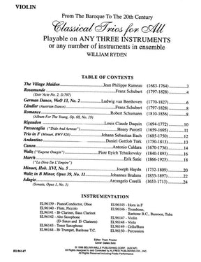 Ryden, William - Classical Trios For All - Violin Part Published by Alfred Music Publishing