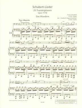 Schubert-Lieder - 25 Songs by Franz Schubert - Vol. 2 - transcribed by Friedrich Kummer (opus 117b) - for Cello and Piano - Schott