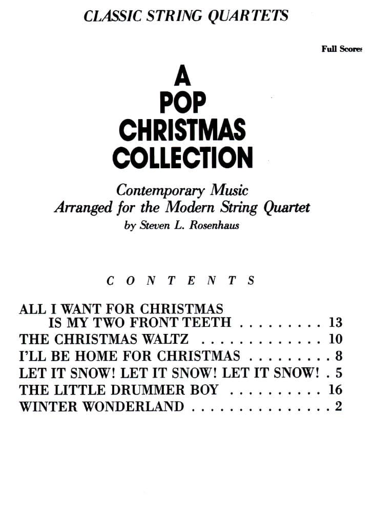 Pop Christmas Collection, for String Quartet Arranged by Rosenhaus Published by Alfred Music Company