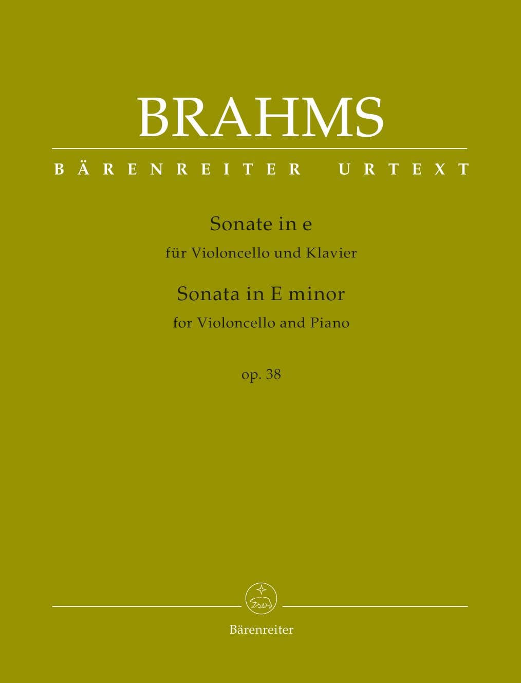 Brahms, Johannes - Sonata in E minor, Op 38 - for Cello and Piano - edited by Clive Brown, Kate Bennett Wadsworth, and Neal Peres Da Costa - Barenreiter URTEXT