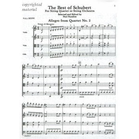 Schubert, Franz - The Best of Schubert -for String Quartet or String Orchestra - SCORE ONLY - edited by Paul Paradise - Belwin-Mills Publishing