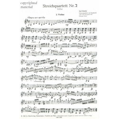 Stamitz - Quartet No 2 In G Major Published by Zimmermann - Frankfurt