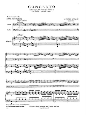 Vivaldi, Antonio - Concerto In B-flat, Op 20 No 2, RV 547 For Violin, Cello, and Piano Edited by Gingold Published by International Music Company