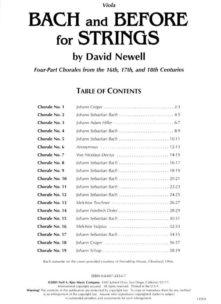 Newell, David - Bach & Before for Strings - Viola - Neil A Kjos Music Co