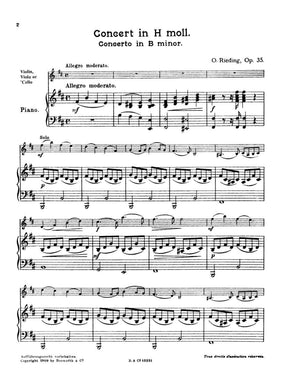 Rieding, Oscar - Concerto In b minor Op 35 For Violin and Piano Published by Bosworth & Co