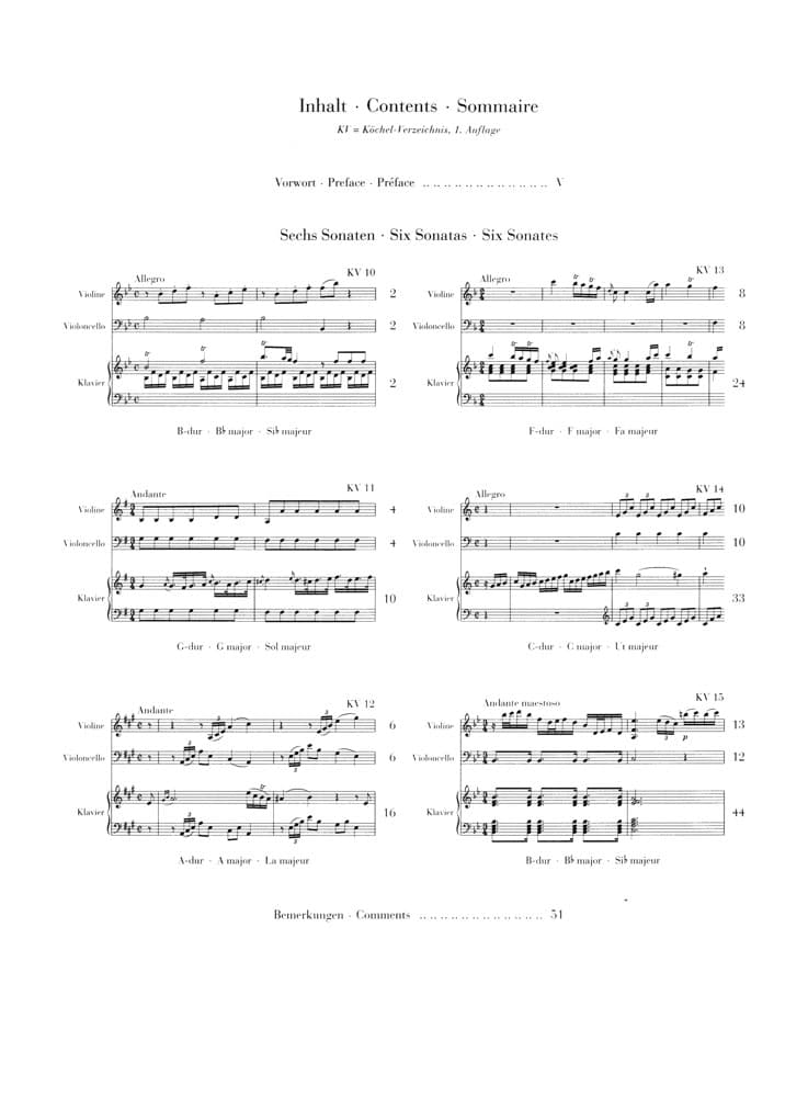 Mozart, Wolfgang Amadeus - "Wunderkind" Sonatas II, K 10-15 - for Violin and Piano with Cello - edited by Wolf-Dieter Seiffert - G Henle Verlag