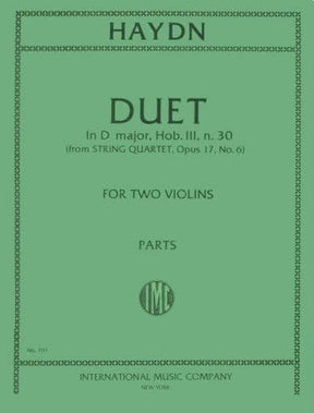 Haydn, Franz Joseph - Duet in D Major, Op 102, Hob III:30 - Two Violins - International Edition