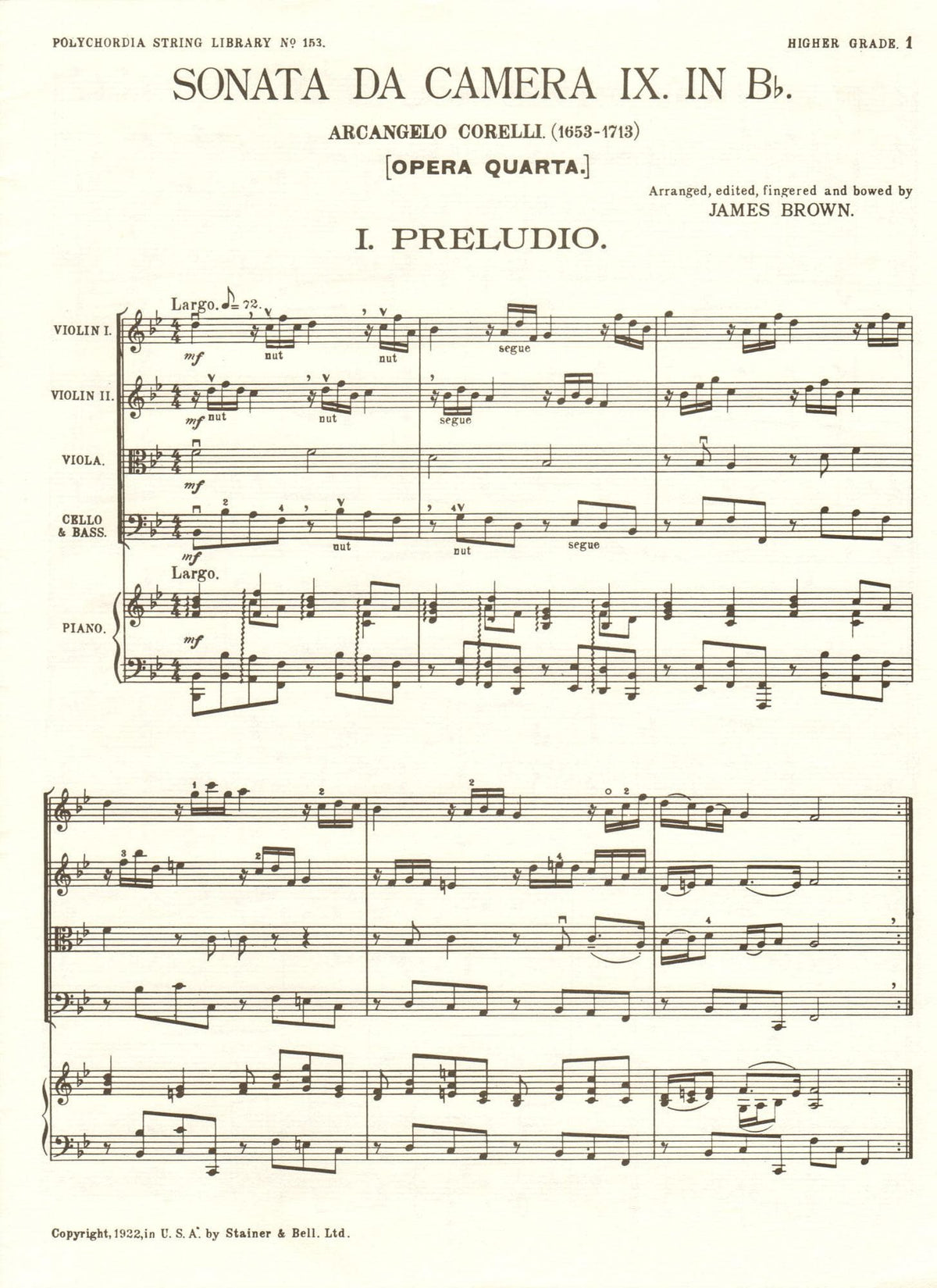 Corelli, Arcangelo - The Polychordia String Library: No. 153 - Sonata Da Camera, Nos. 9 and 10 - Piano Score ONLY - Galaxy Music